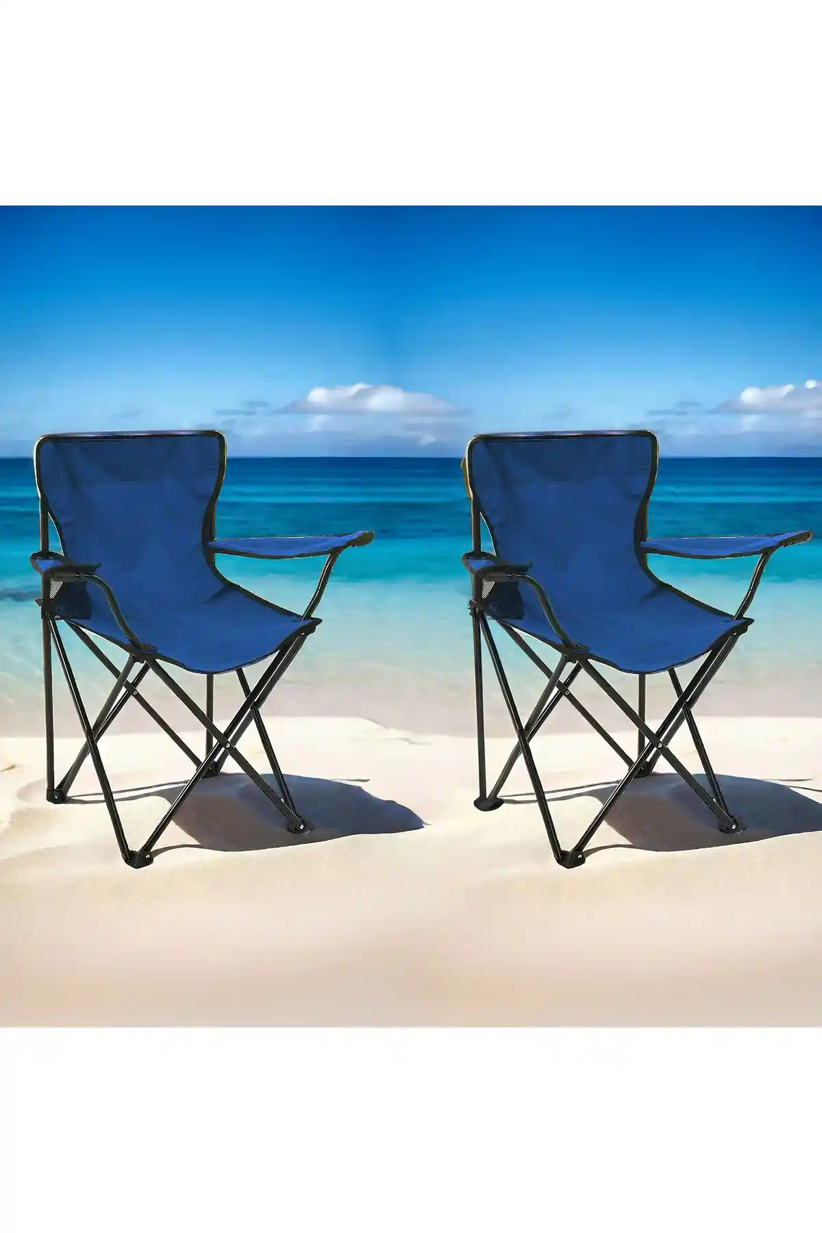 Dayanıklı ve Pratik Simple Living 2'li Piknik ve Kamp Sandalyesi Mavi Renkli