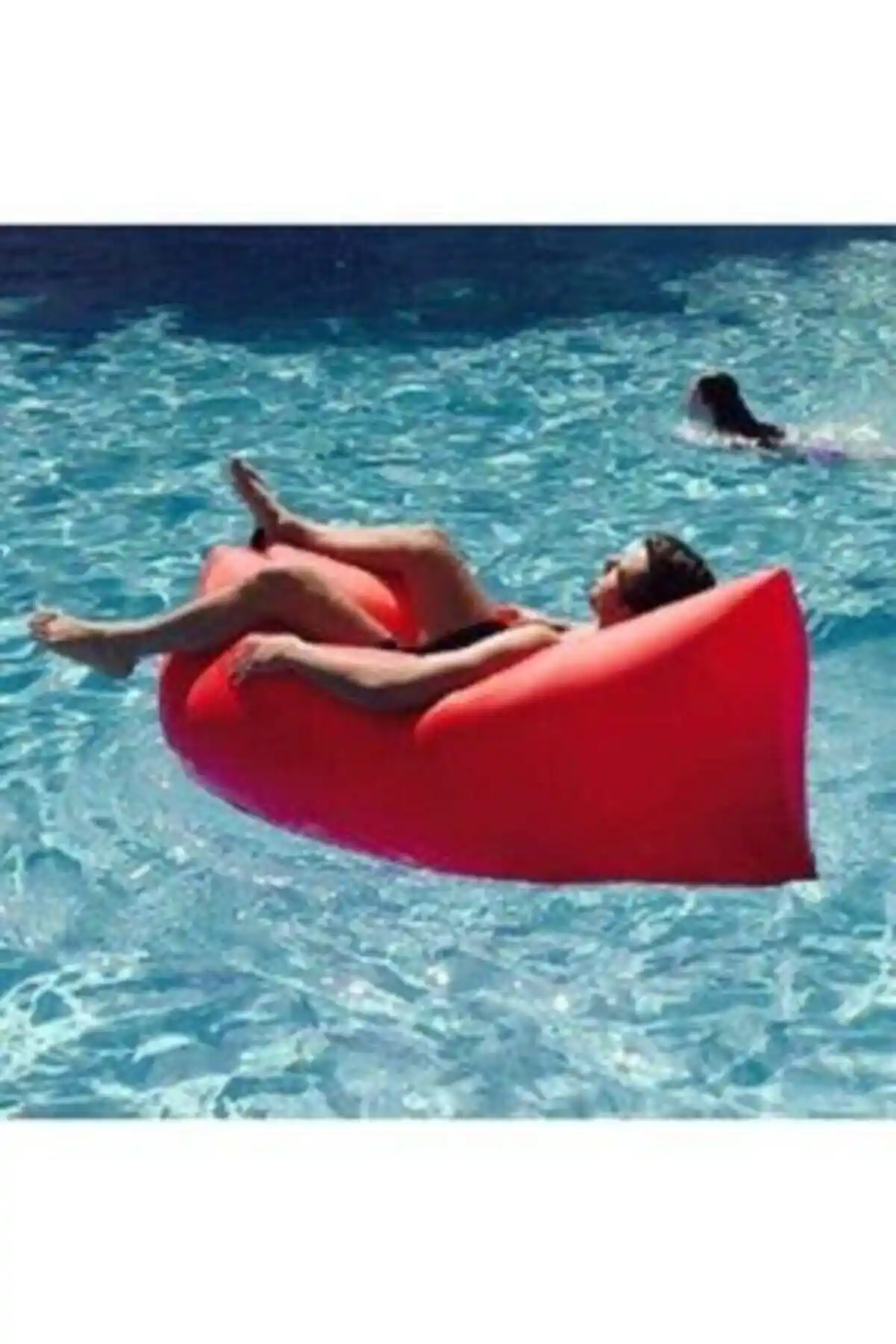 Dinamik Portatif Şişme Şezlong Kırmızı – Hafif ve Pratik Açık Hava Dinlenme Ürünü