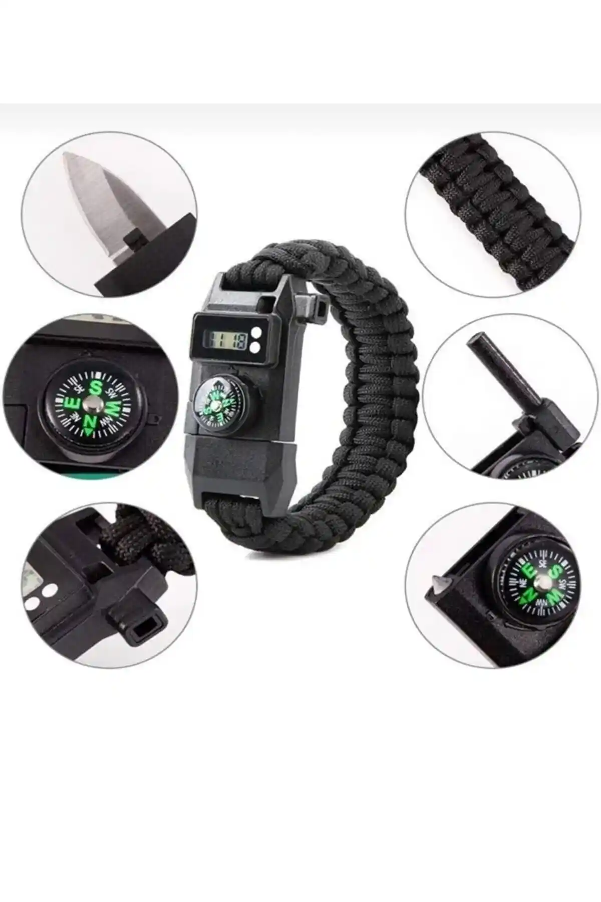 Gelişmiş Çok Fonksiyonlu Paracord Hayatta Kalma Bilekliği Doğa ve Kamp İçin Dayanıklı Ekipman