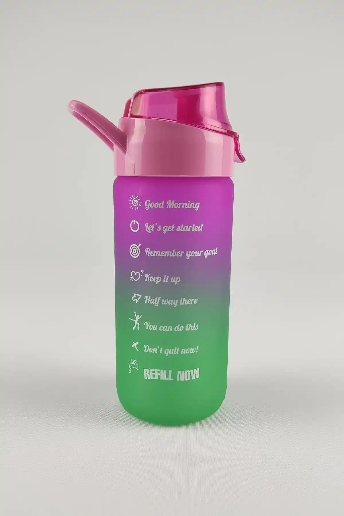 Herevin 500 ml Pembe Çift Renk Motivasyon Cam Su Şişesi Günlük Kullanım İçin Ideal