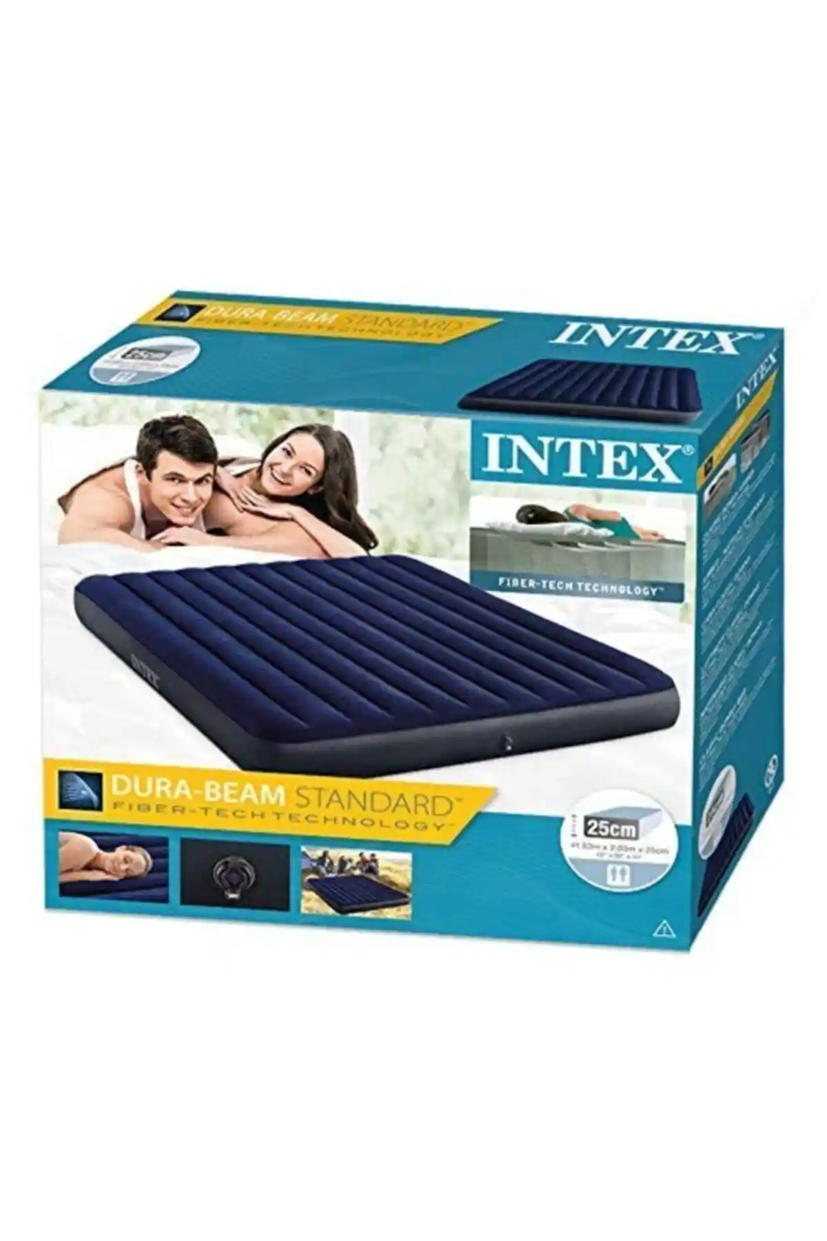 Intex 64755 3 Kişilik Şişme Yatak ve Pompa, Dayanıklı ve Konforlu Kullanım İçin