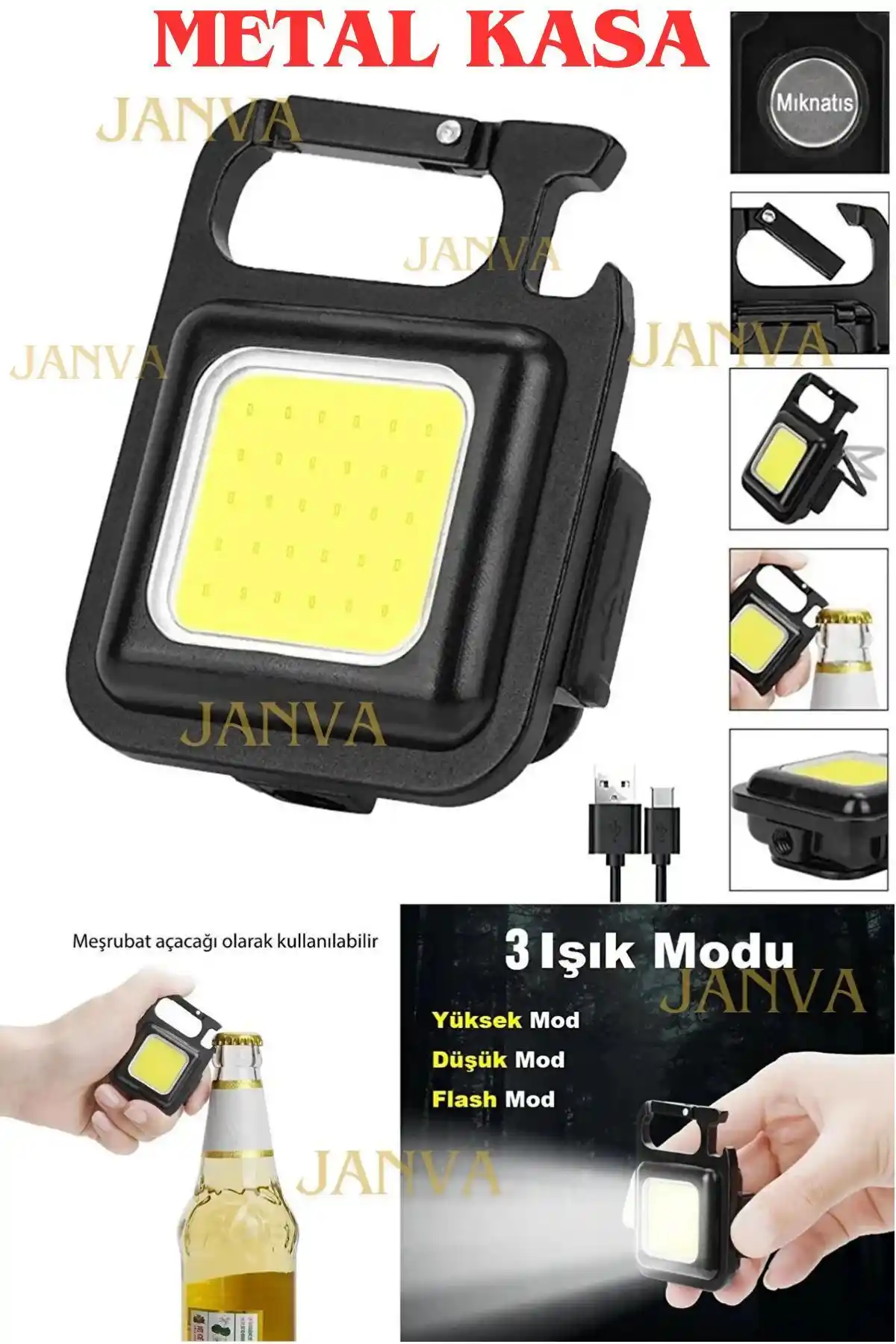 Janva Mini LED El Feneri: Dayanıklı, Çok Fonksiyonlu ve Şarjlı Taşınabilir Aydınlatma Çözümü
