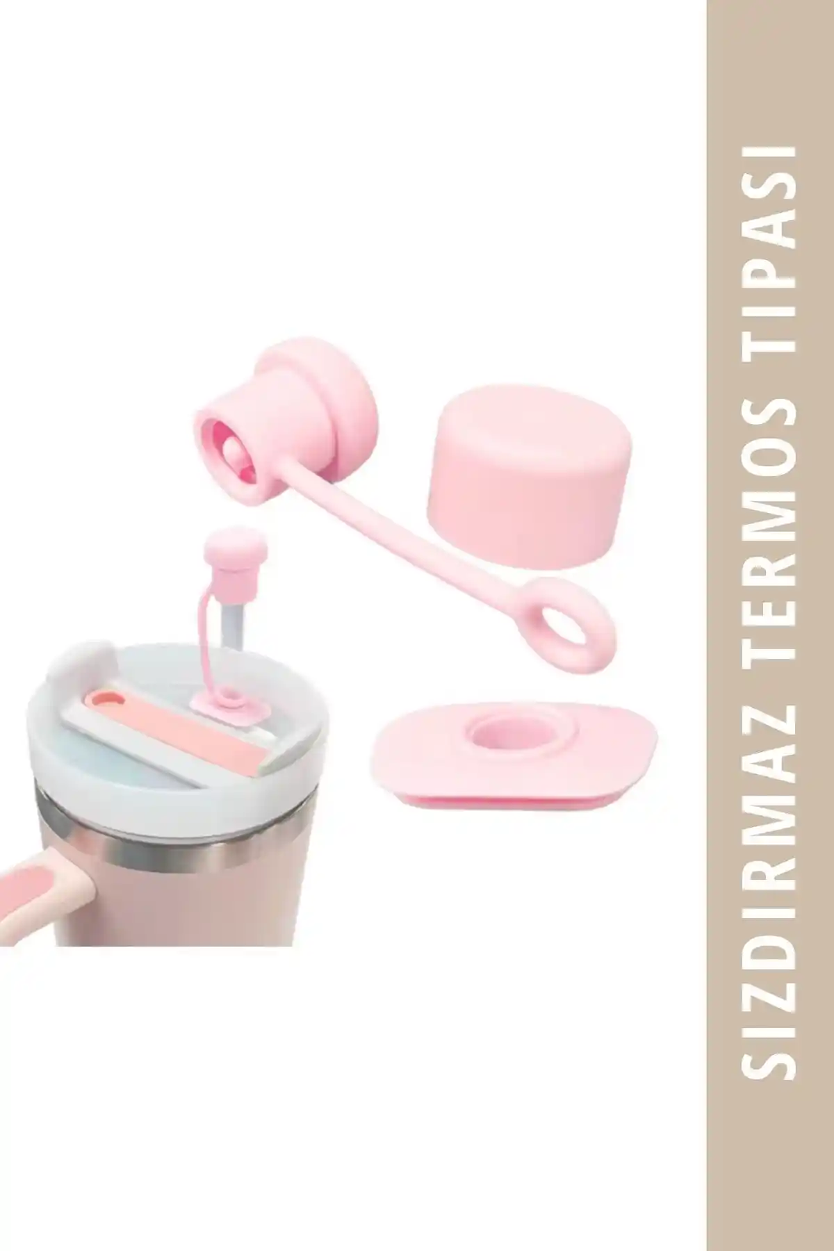 Mama Stuff Pembe Sızdırmaz Silikon Tıpa Termos ve İçecek Kapları İçin Güvenilir Çözüm