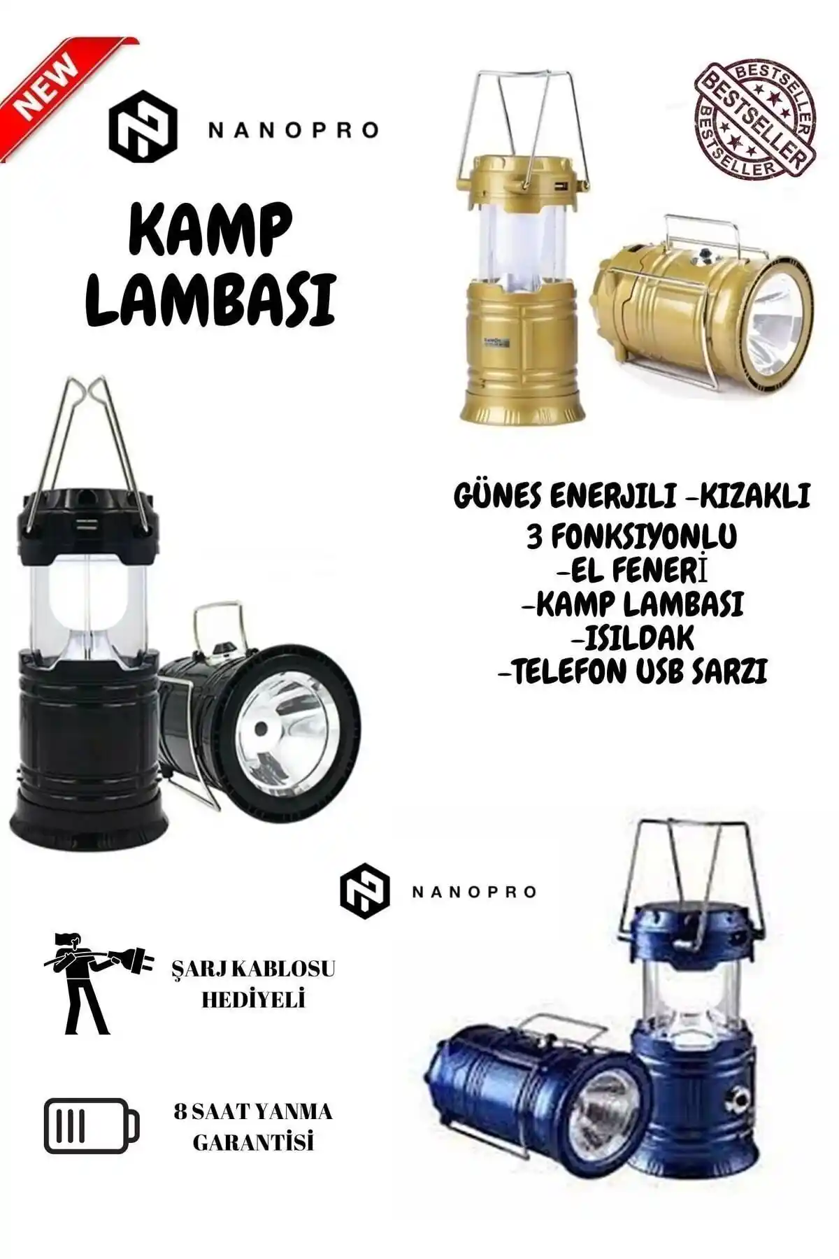 Nanopro Şarjlı Kamp Lambası: Uzun Süreli ve Çok Fonksiyonlu Dış Mekan Aydınlatma Çözümü
