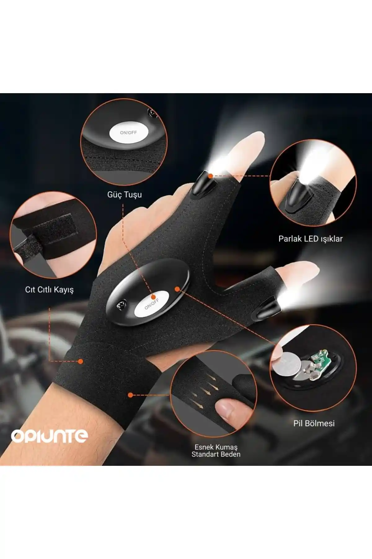 Opiunte Led Işıklı El Fenerli Çift El Tamirci Balıkçı ve Bisiklet Eldiveni Ürün İncelemesi