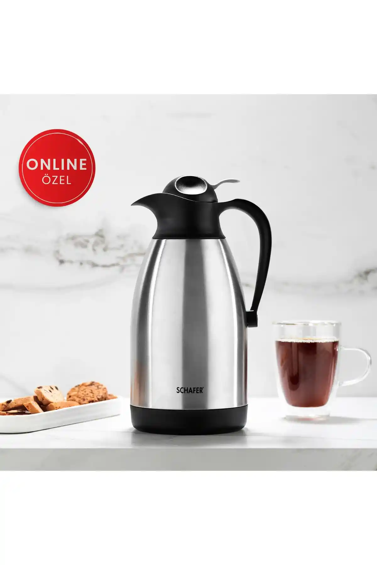 Schafer Kitchenhouse Termos 2 Litre Alüminyum Sıcaklık Koruma ve Modern Tasarım