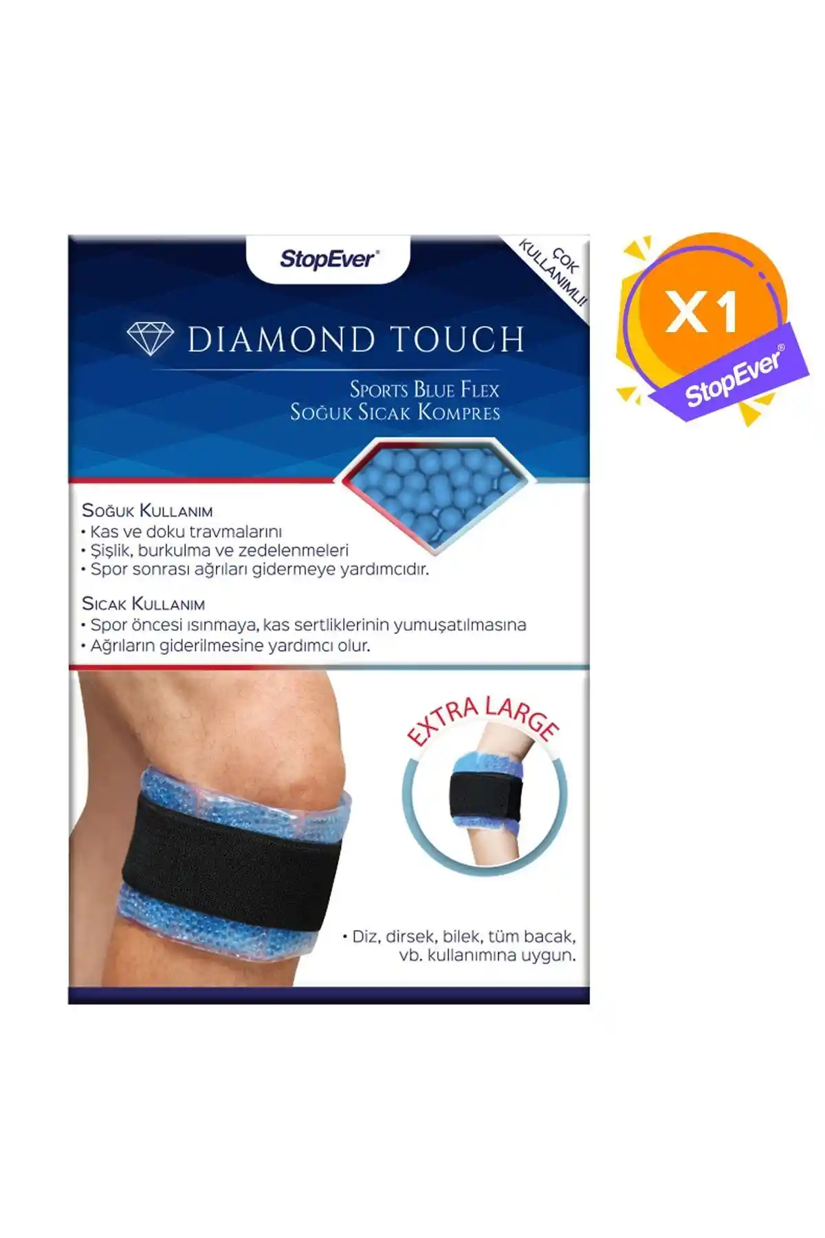 StopEver Diamond Touch Spor Blue Flex: Çok Yönlü Kompresyon ve Ağrı Giderici Ürün