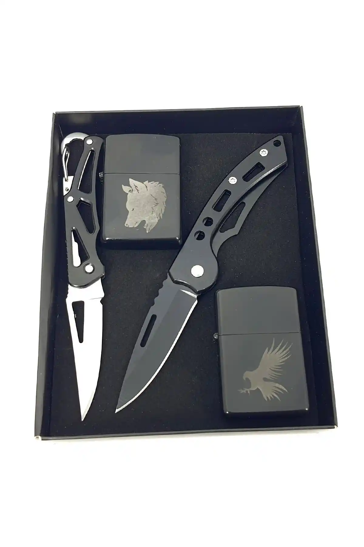 SürLaz 2 Katlanabilir Çelik Çakı ve Benzinli Çakmak Takımı - Dayanıklı ve Pratik Outdoor Seti
