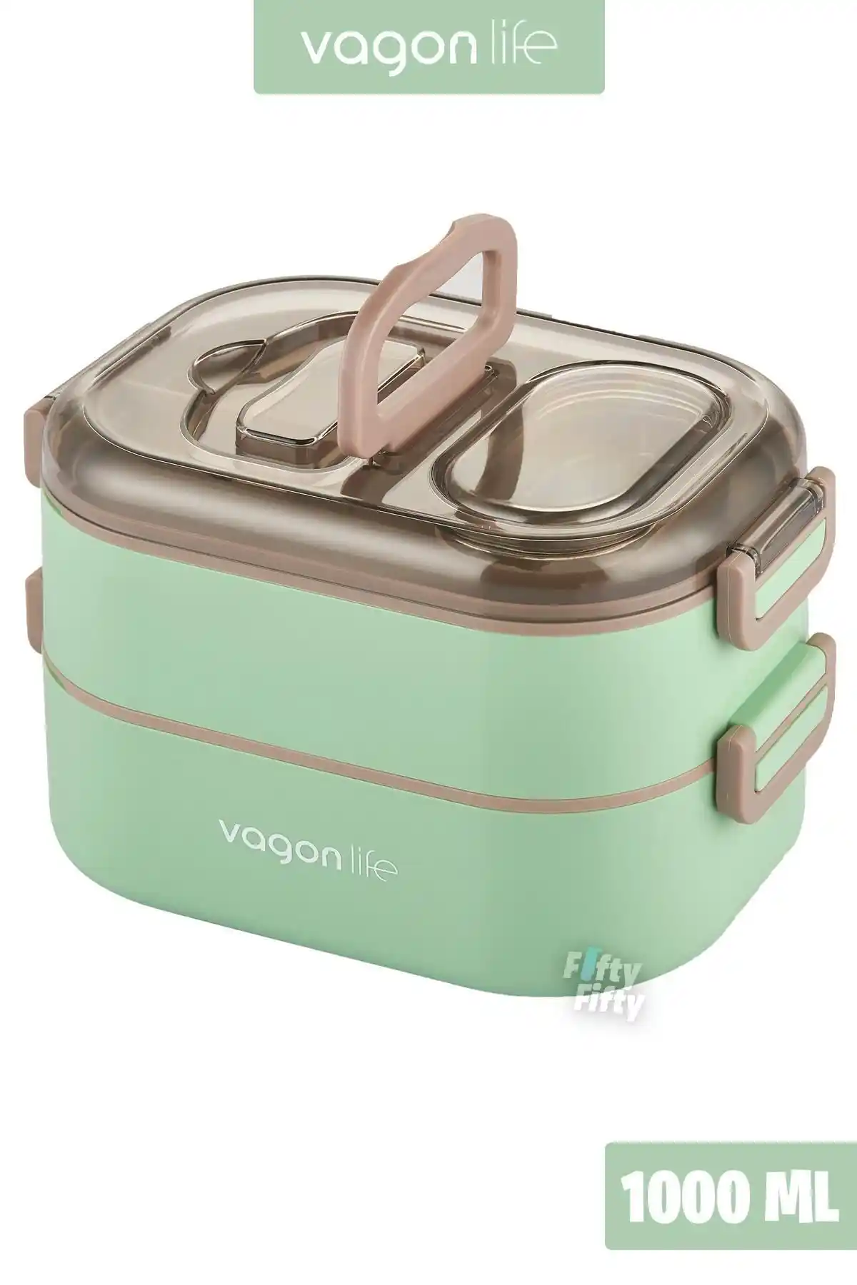 Vagonlife 1000 ML İki Katlı Paslanmaz Çelik Bento Lunch Box Modern Tasarım