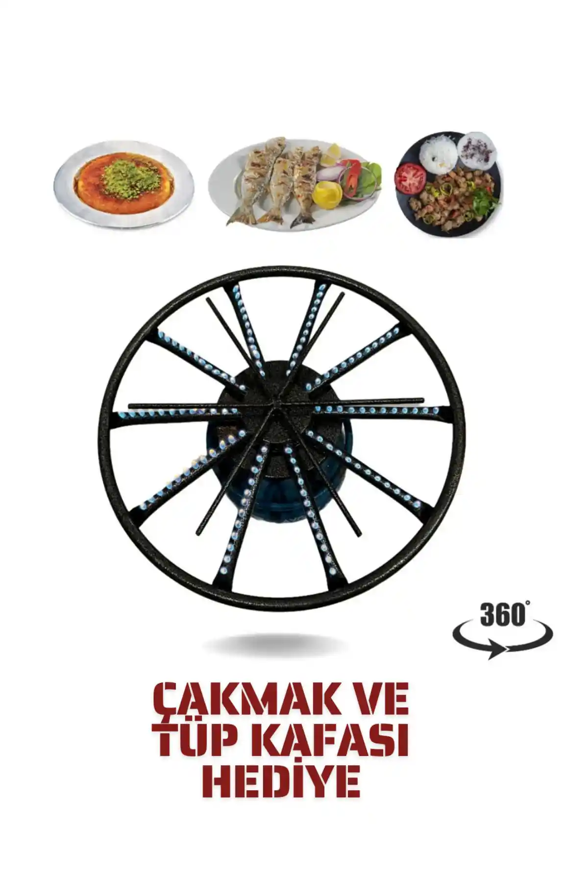 Vakia 38 Cm Döner Başlıklı Portatif Künefe ve Pişirme Ocağı Modern Mutfaklar İçin