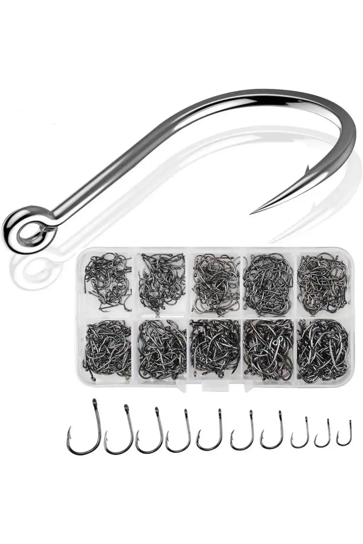 Valkyrie 500 Adet Karbon Çelik Halkalı Olta İğne Seti Uygun Fiyatlı Balıkçılık Malzemeleri