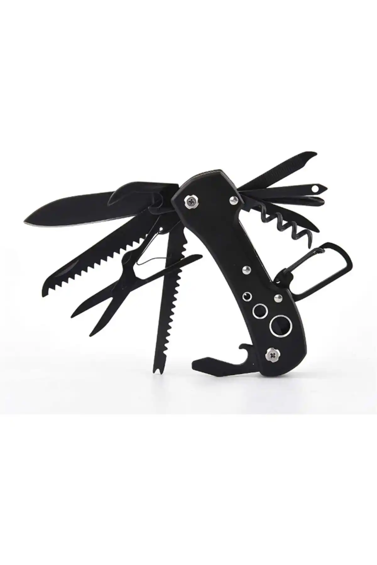 Valkyrie Siyah Çok Fonksiyonlu İsviçre Kamp Çakıları Dayanıklılık ve Çok Amaçlı Kullanım