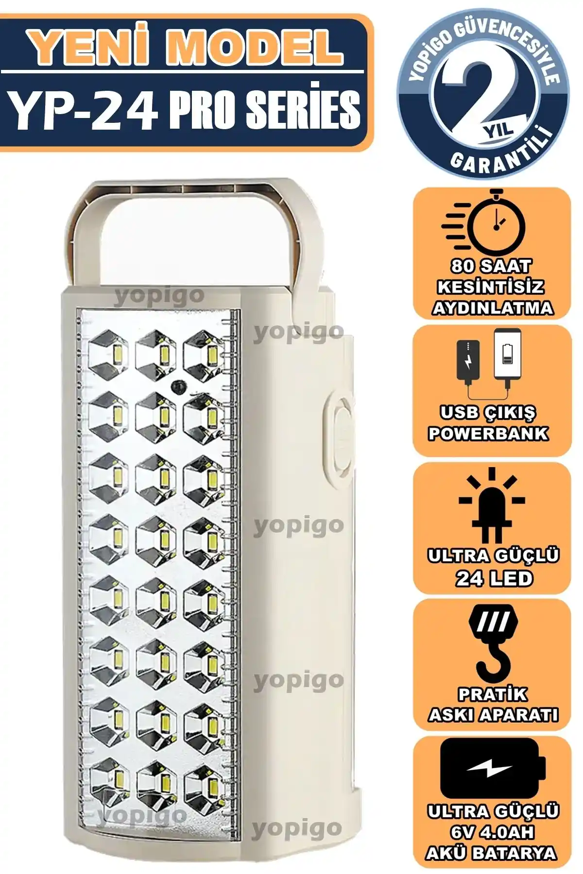 YOPİGO YP-24 LED Şarjlı Işıldak: Dayanıklı ve Güçlü Portatif Aydınlatma Cihazı