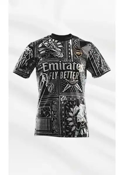 Arsenal Özel Koleksiyon Siyah Beyaz Bandana Desenli Taraftar Forma Üst Düzey Tasarım ve Konfor