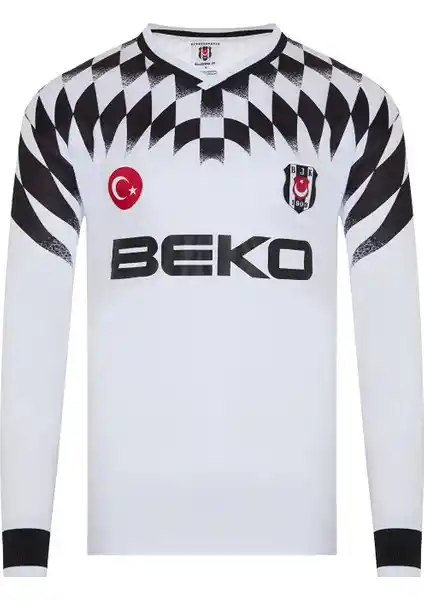 Beşiktaş Retro Beko Uzun Kol Beyaz Forma Spor ve Günlük Kullanım İçin Uygun