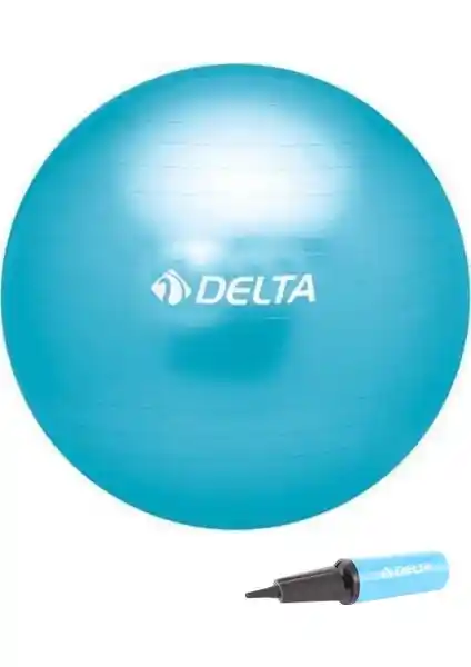 Delta 65 cm Mavi Deluxe Pilates Topu ve Çift Yönlü Pompa Seti Sağlıklı Yaşam İçin Pratik Çözüm