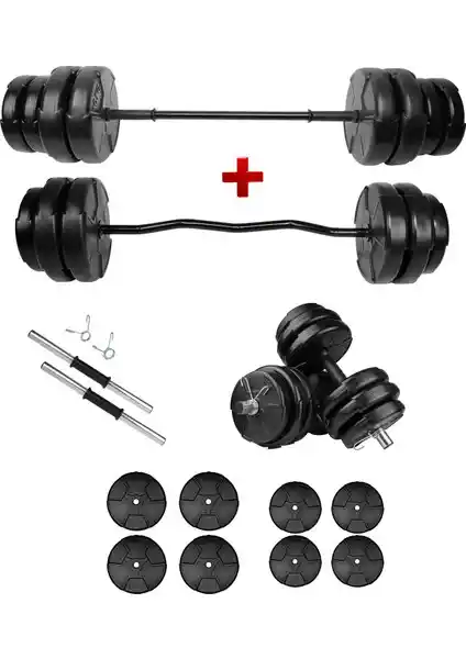 E-Life 38 kg Dambıl ve Halter Seti ile Evde ve Salonda Profesyonel Antrenmanlar