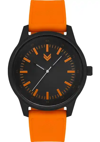 Hummel Erkek ve Kadın Spor Kol Saati Siyah ve Turuncu Renklerle Modern Tasarım