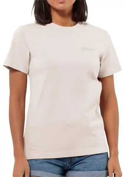 Jack Wolfskin Essential T W Kadın Ekru T-Shirt Doğa Dostu Şıklık ve Konfor Sunar