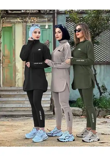 Kadın Siyah Fermuarlı Dalgıç Kumaş Jogger Eşofman Takımı - Şıklık ve Konfor Bir Arada