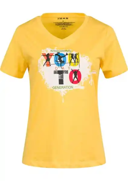 Kadınlar İçin Doğa Dostu Sürdürülebilir Pamuklu V Yaka Tişörtü