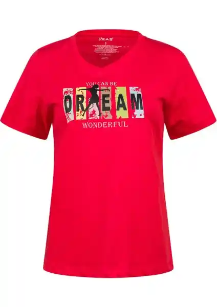 Kadınlar İçin Sürdürülebilir ve Şık Baskılı V Yaka Tişört Modası