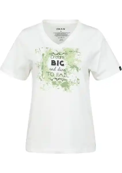 Kadınlar İçin Sürdürülebilir ve Şık V Yaka Baskılı Tişört 405 Modern Gardıroba Uygun