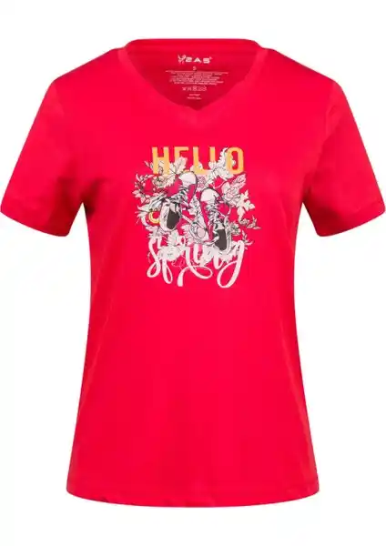 Kadınlar için sürdürülebilir ve şık V yaka organik pamuk tişörtü 402