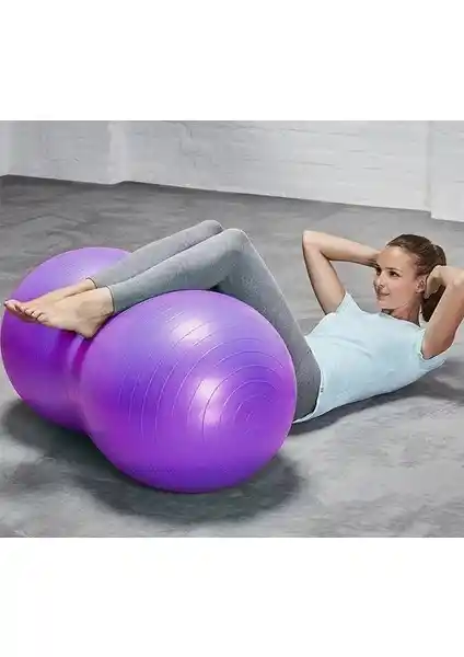 Leyaton Fıstık Şekilli Pilates Topu 90X45 Mor Renkli, Pompa Hediyeli, Çok Yönlü Kullanım