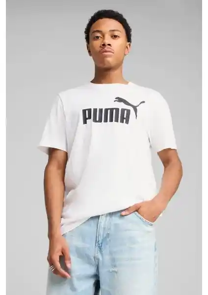 Puma ESS No. 1 Logo Beyaz Erkek Kısa Kollu Tişörtü Günlük ve Spor Kullanımına Uygun