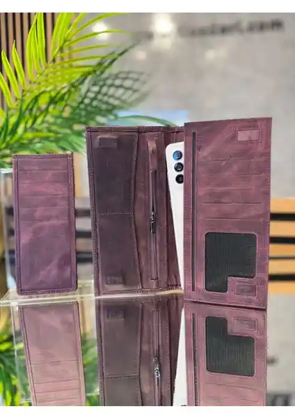 Tios Deri Deri Cüzdan Telefon Bölmeli Günlük Kullanım İçin Şık ve Fonksiyonel Tasarım