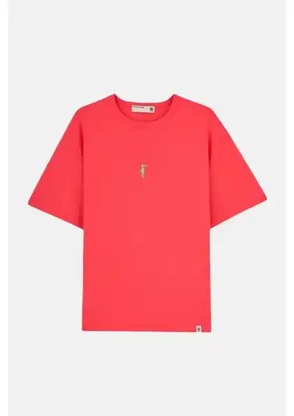 WWF Market Deniz Atı Oversize Premium Pamuk Tişört Nar Çiçeği Renkli Şıklık ve Dayanıklılık