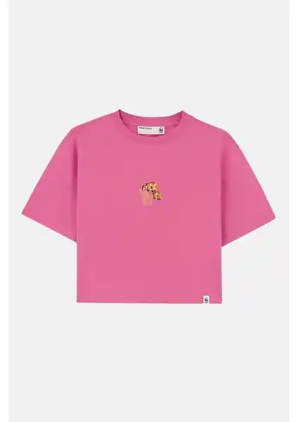 WWF Market Palyaço Balığı Tasarımlı Hafif Crop T-Shirt Pembe Renkli Yaz Modası