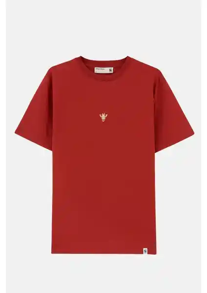 WWF Market Zürafa Hafif Pamuk Tişört Kiremit Renk Doğa Dostu ve Şık Tasarım