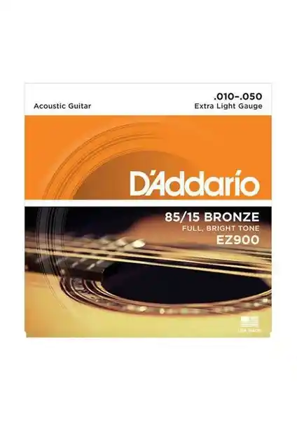 D'Addario EZ900 85/15 Bronztan Akustik Gitar Telleri Yüksek Ses ve Dayanıklılık Sağlar