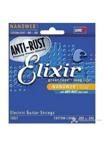 Elixir 12027 Nanoweb Custom Light Elektro Gitar Teli: Dayanıklı ve Yüksek Kaliteli Performans