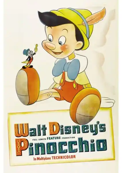 Fidelyo Tasarım Pinocchio 1940 Yılı Temalı Büyük Boy Duvar Afişi ve Dekorasyon Ürünü