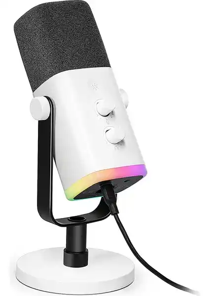 Fifine AM8 XLR/USB RGB Beyaz Dinamik Mikrofon: Çok Yönlü ve Profesyonel Ses Çözümü