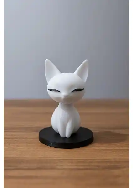 Fortis Tasarım Mini 3D Baskılı Kedi Figürü Modern ve Minimalist Dekorasyon İçin Uygun