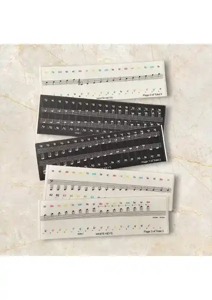 Happypotam Renkli Nota Sticker Etiketi Piyano ve Klavye Öğrenme Kolaylığı Sağlar