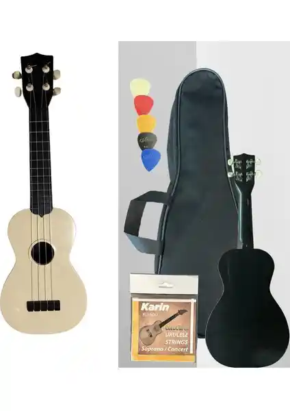 Hawaiian 4 Telli Ukulele Bej Renkli Dayanıklı ve Taşınabilir Enstrüman