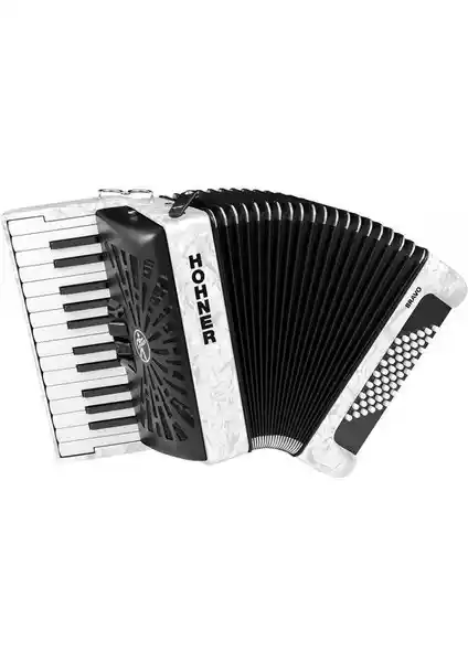 Hohner Bravo II 48 Akordiyon Beyaz İnci - Çok Yönlü ve Dayanıklı Müzik Enstrümanı