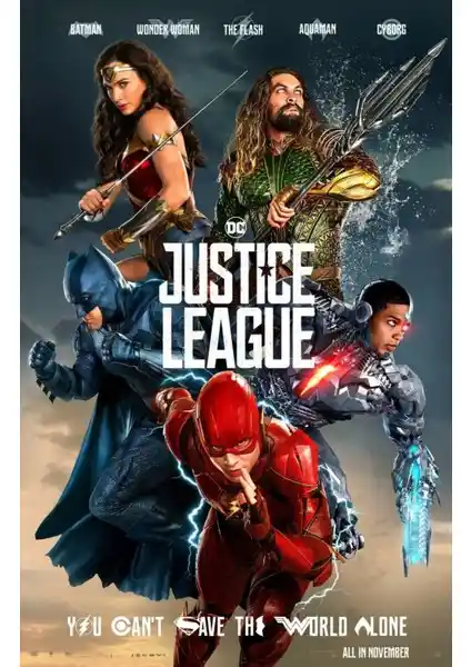 Justice League Temalı Ultra HD Çarpıcı Duvar Posteri - Dayanıklı ve Estetik Tasarım