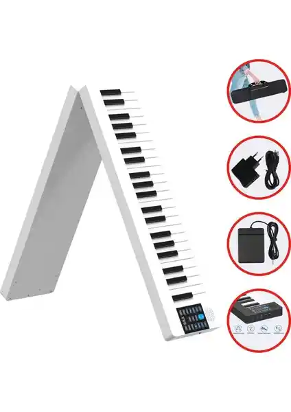 Jwin JDP-8800 Katlanabilir Tuş Hassasiyetli Bluetooth Şarjlı Dijital Piyano