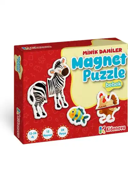 Kidonova Minik Dahiler İlk Magnet Puzzle Bebek Sevimli Hayvanlar Eğitici Oyuncak