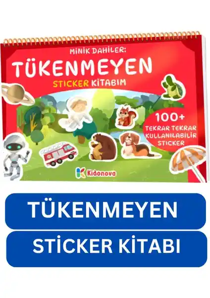 Kidonova Minik Dahiler Tükenmeyen Sticker Kitabım Çocuklar İçin Eğlenceli ve Eğitici Aktivite Seti