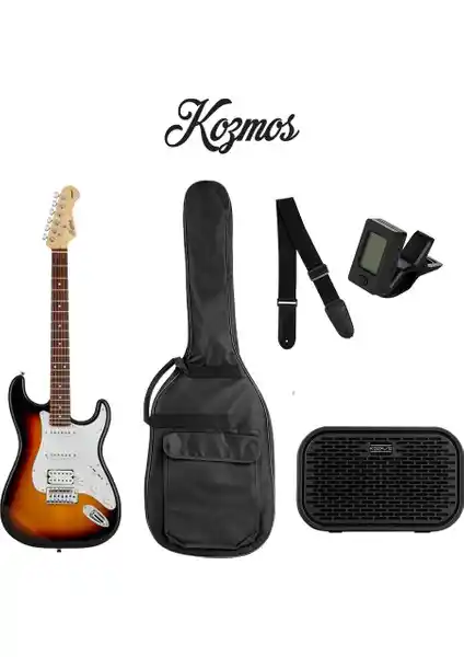 Kozmos KGP-STG20HSS-3TS Sunburst Elektro Gitar ve 10W Amfi Paketi ile Müzik Yolculuğunuz Başlasın