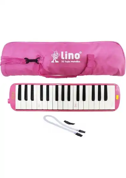 Lino Melodika 32 Tuş Pembe Bez Çanta ile Çocuklar ve Yeni Başlayanlar İçin Müzik Öğrenme Aracı