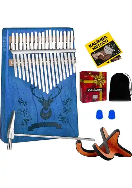 Midex KLX-454G-PAK Kalimba 17 Tuşlu Profesyonel Müzik Enstrümanı ve Seti
