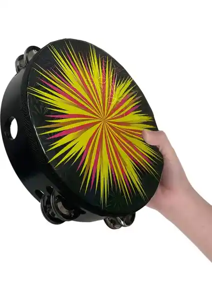 Midex TF-28BK Siyah Derili Çift Sıralı 6 Zilli Tef Tamburin Müzik Performansları İçin Uygun